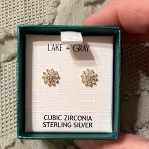 New Gold Floral Cubic Zirconia Earrings